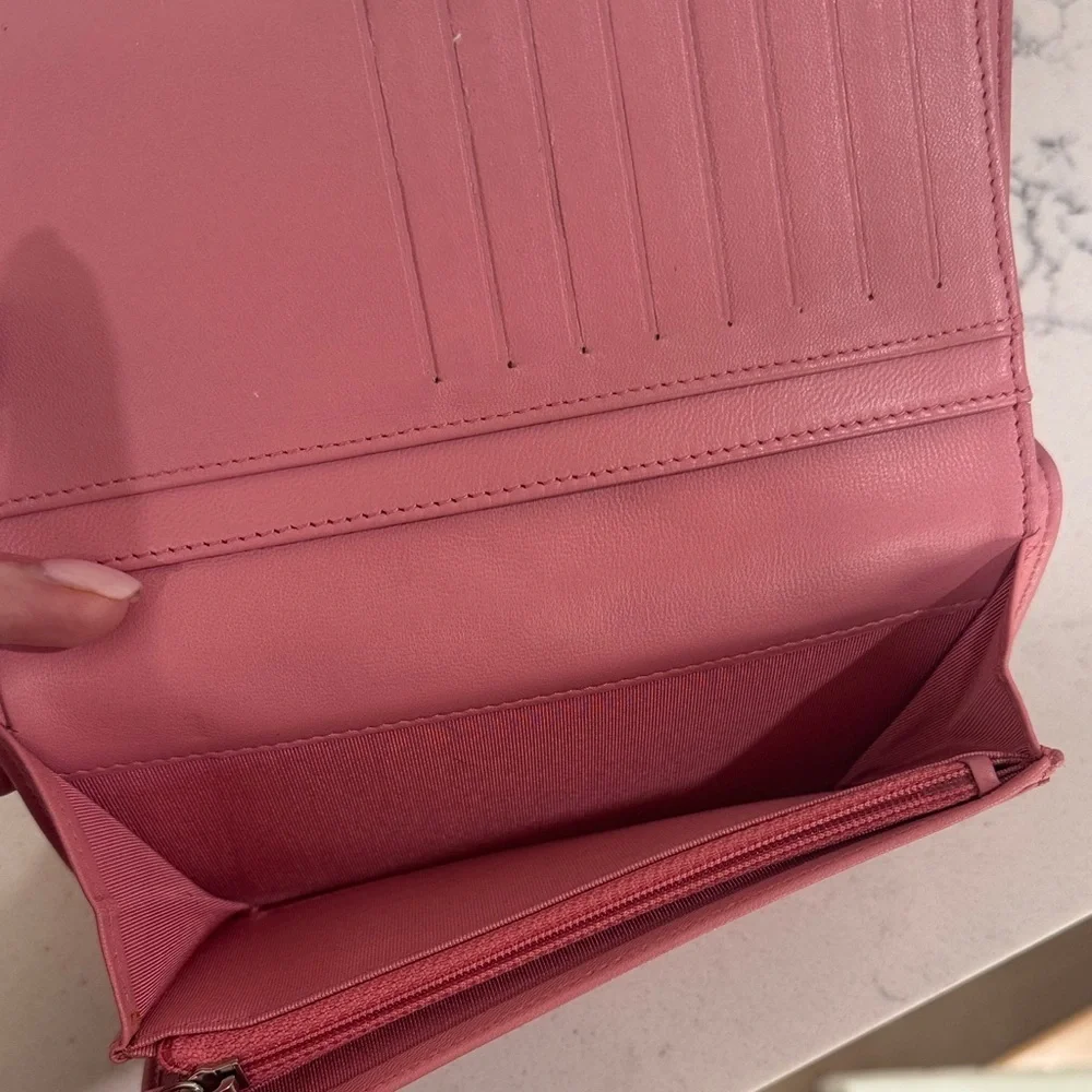 Chanel Pink Quilted Leather Wallet